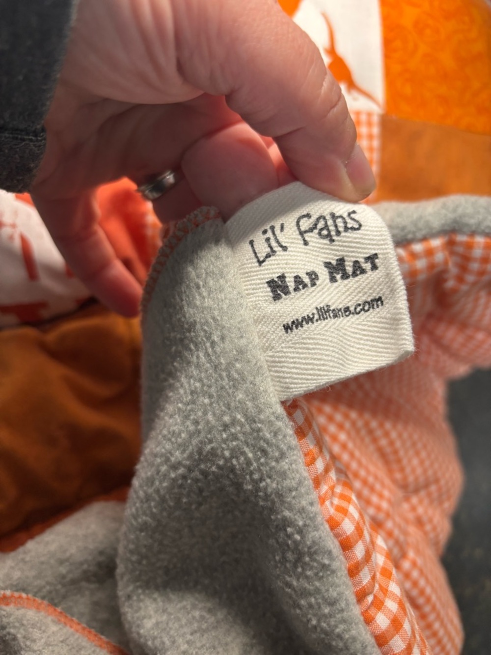 LIL FANS Texas Longhorns Orange Patchwork Quilted Nap Mat w/Built in Pillow - Picture 11 of 13